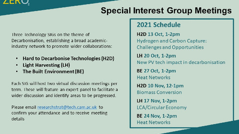 Special Interest Groups Meetings - University of Cambridge