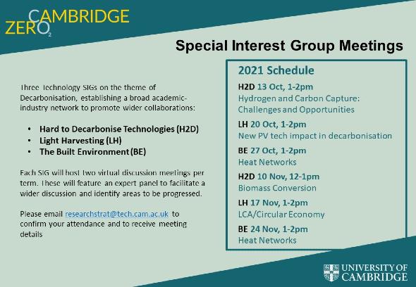 Special Interest Groups Meetings - University of Cambridge